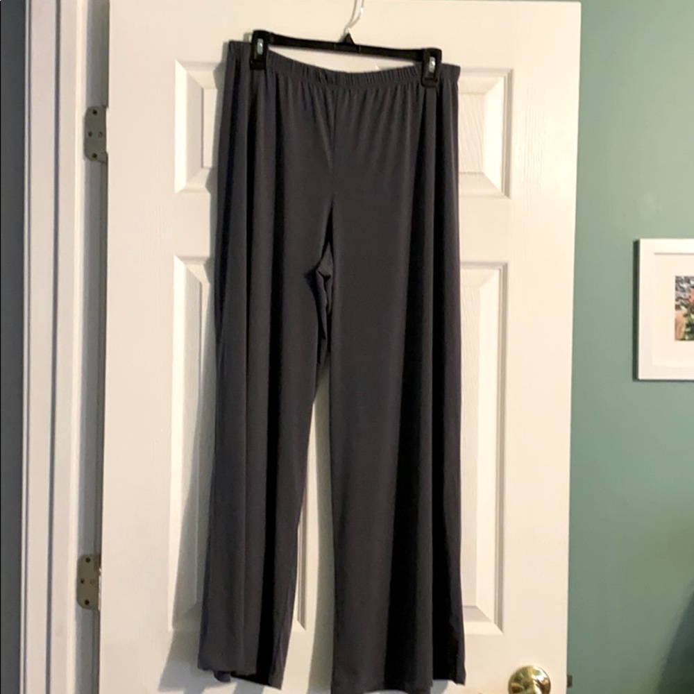 Gray knit wide leg pants